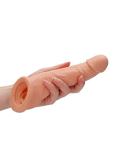 Dildos SHOTS AMERICA Realrock 8 Inch Penis Sleeve Flesh Light Skin Tone Realistic and BodySafe