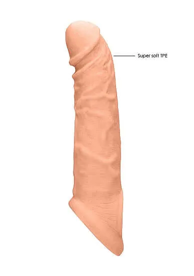 Dildos SHOTS AMERICA Realrock 8 Inch Penis Sleeve Flesh Light Skin Tone Realistic and BodySafe
