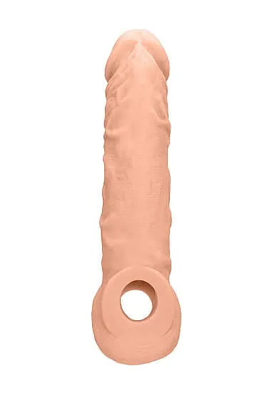 Dildos SHOTS AMERICA Realrock 8 Inch Penis Sleeve Flesh Light Skin Tone Realistic and BodySafe