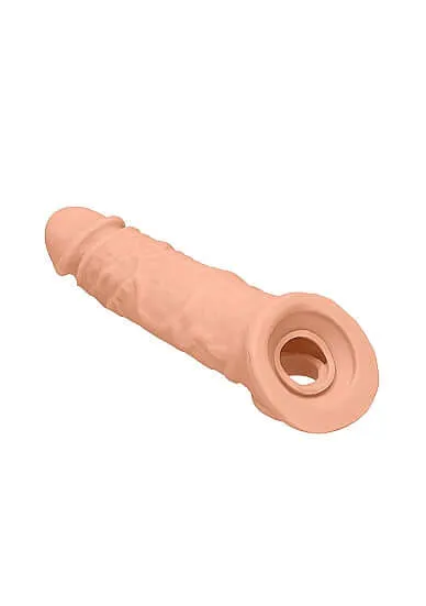 Dildos SHOTS AMERICA Realrock 8 Inch Penis Sleeve Flesh Light Skin Tone Realistic and BodySafe
