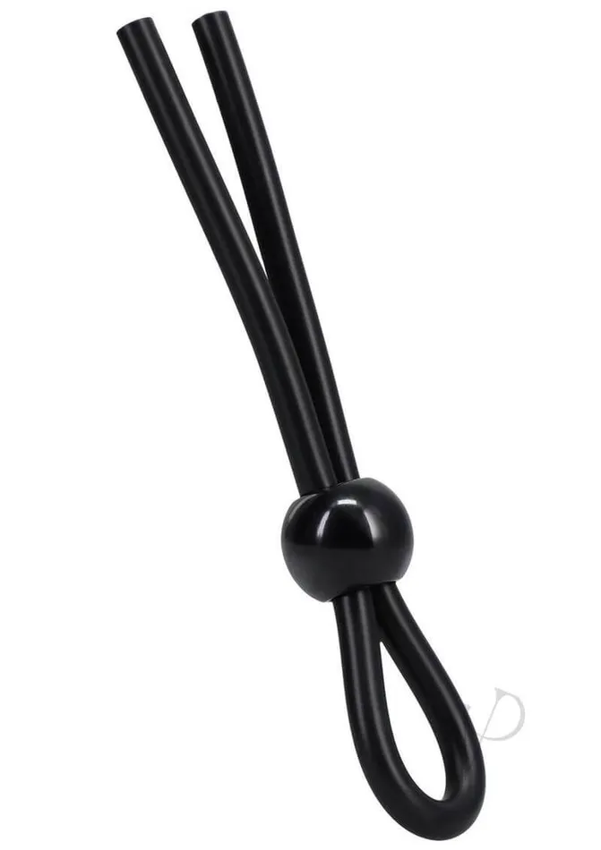 Doc Johnson Enterprises Male Sex Toys Rock Solid Lasso Single Lock Black Adjustable Silicone Cock Ring