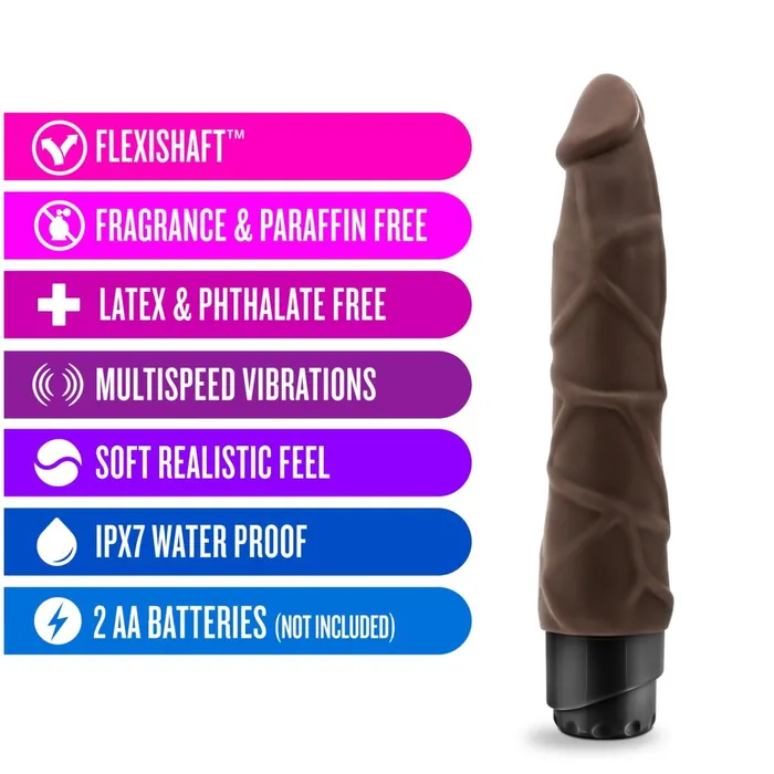 Dr Skin By Blush Cock Vibe 1 Realistic Chocolate 9Inch Long Vibrating Dildo Blush Vibrators