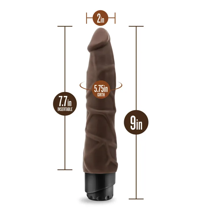 Dr Skin By Blush Cock Vibe 1 Realistic Chocolate 9Inch Long Vibrating Dildo Blush Vibrators