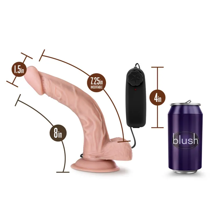 Dr Skin By Blush Dr Sean Realistic GSpot Vanilla 8Inch Long Remote Control Vibrating Dildo With Suction Cup Base Blush Female Sex Toys