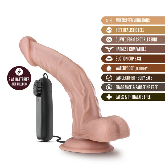 Dr Skin By Blush Dr Sean Realistic GSpot Vanilla 8Inch Long Remote Control Vibrating Dildo With Suction Cup Base Blush Female Sex Toys