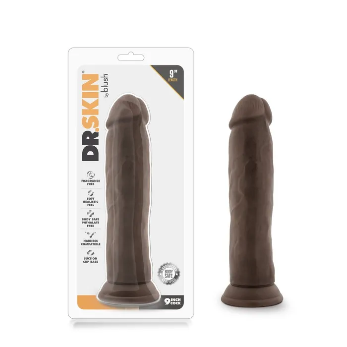 Dr Skin By Blush Realistic Chocolate 9 Inch Long Dildo With Suction Cup Base Blush Dildos