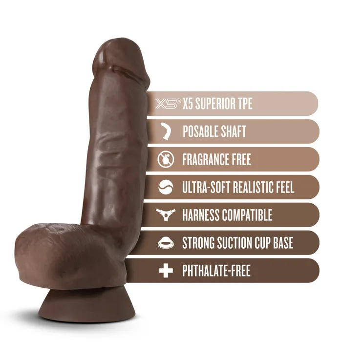 Dr Skin Plus By Blush Realistic Chocolate 85Inch Long Soft Yet Erect Posable Dildo With Balls Suction Cup Base Blush Dildos
