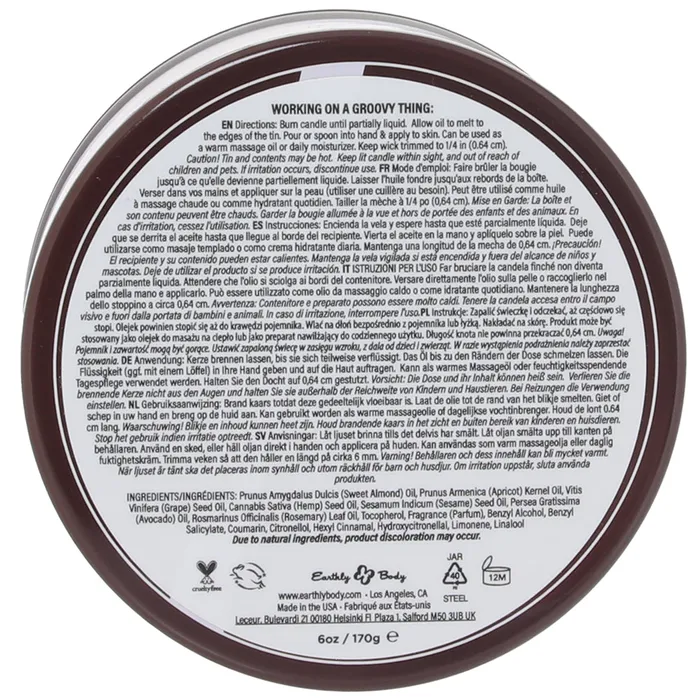 Earthly Body Female Sex Toys 3in1 Massage Candle 6oz170g in Working On A Groove Thing
