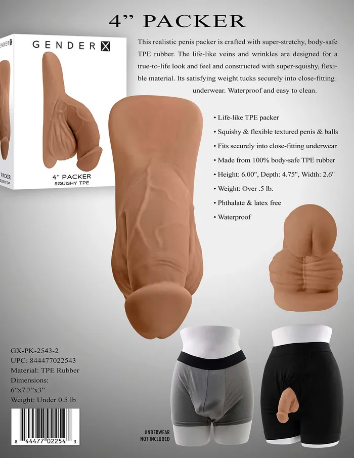 Evolved Novelties Dildos Gender X 4 inches Packer Dildo Medium Skin Tone