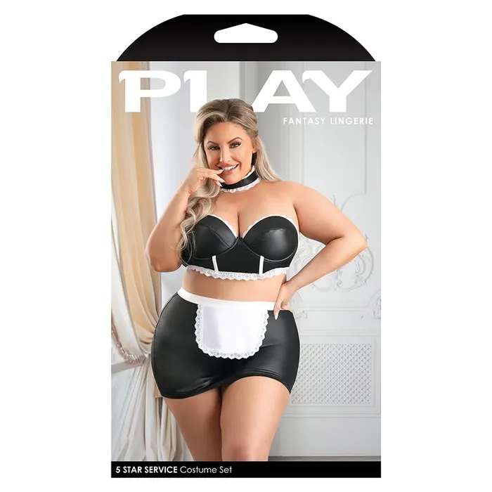 Fantasy Lingerie Play 5 Star Service Maid Black 3x4x FANTASY LINGERIE Anal