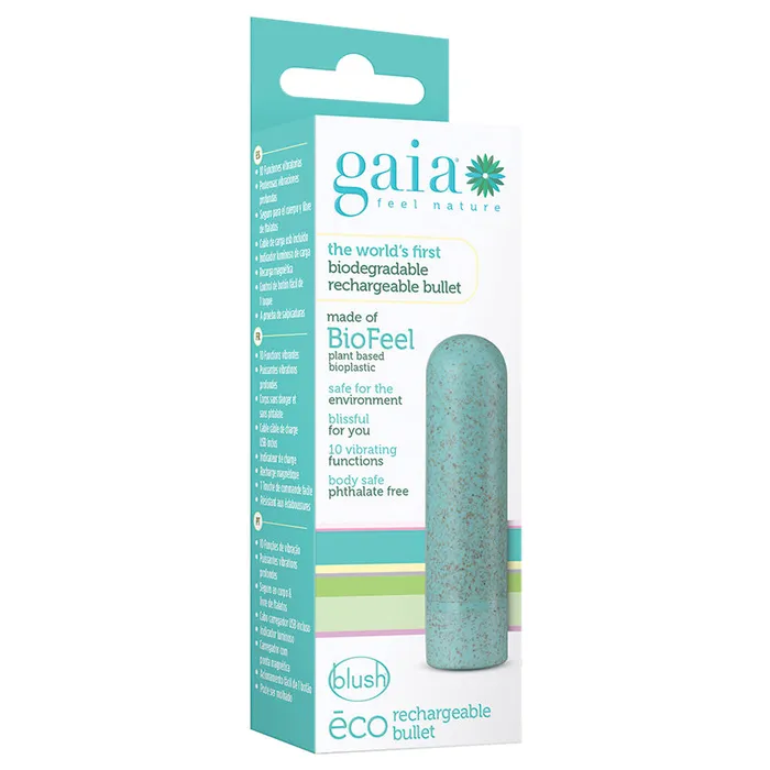 Female Sex Toys BLUSH Gaia Eco Rechargeable Bullet Aqua