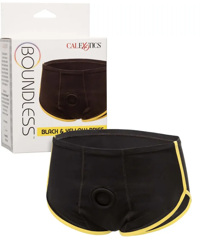 Female Sex Toys California Exotic Novelties Boundless Black Yellow Brief 2X3X Discreet Comfortable Harness with Reinforced ORing Female Sex Toys California Exotic Novelties Boundless Black Yellow Brief 2X3X Discreet Comfortable Harness with Reinforced ORing