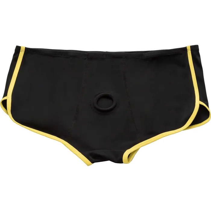 Female Sex Toys California Exotic Novelties Boundless Black Yellow Brief 2X3X Discreet Comfortable Harness with Reinforced ORing