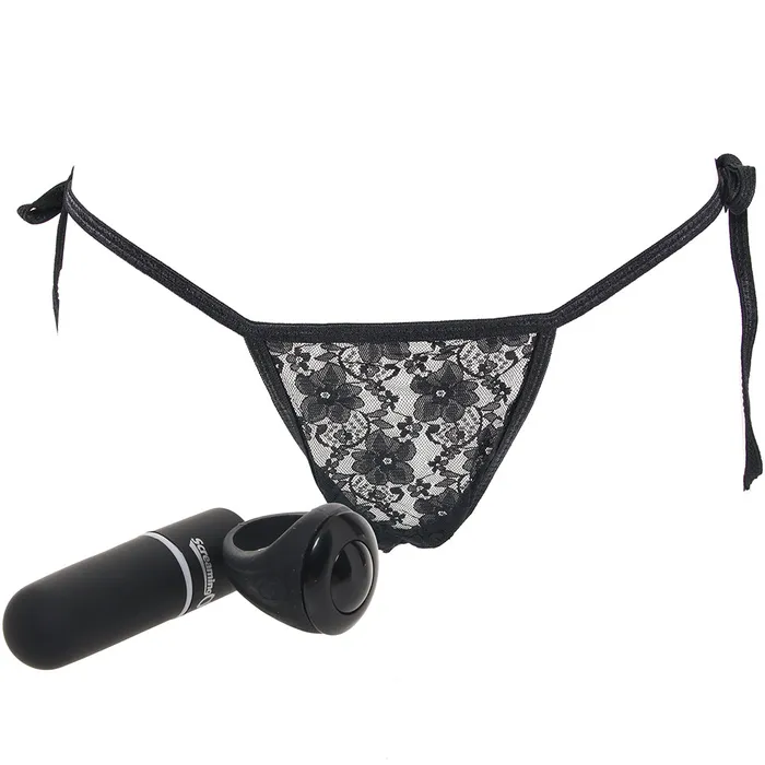 Female Sex Toys Screaming O Vibrating Panty Set with Remote Ring in Black