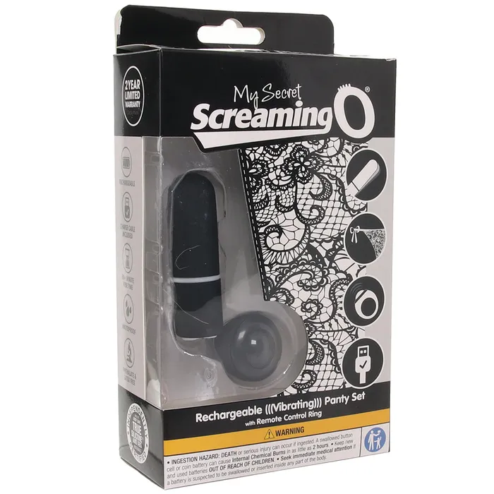 Female Sex Toys Screaming O Vibrating Panty Set with Remote Ring in Black Female Sex Toys Screaming O Vibrating Panty Set with Remote Ring in Black