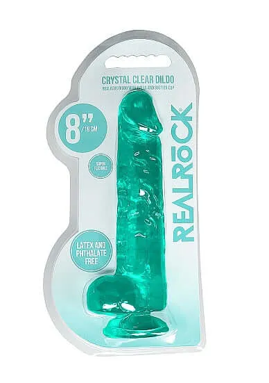 Female Sex Toys SHOTS AMERICA Realrock 8 Realistic Dildo with Balls Turquoise Green Suction Cup BodySafe Female Sex Toys SHOTS AMERICA Realrock 8 Realistic Dildo with Balls Turquoise Green Suction Cup BodySafe