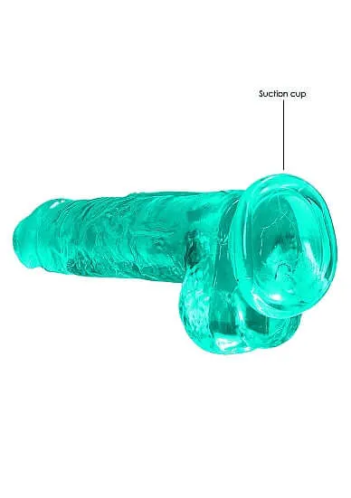 Female Sex Toys SHOTS AMERICA Realrock 8 Realistic Dildo with Balls Turquoise Green Suction Cup BodySafe