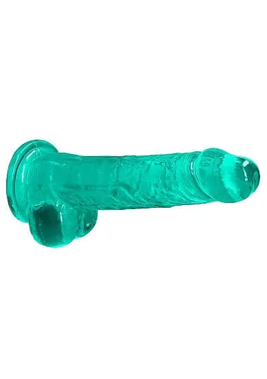 Female Sex Toys SHOTS AMERICA Realrock 8 Realistic Dildo with Balls Turquoise Green Suction Cup BodySafe