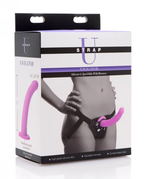 Female Sex Toys Strap U Navigator Silicone GSpot Dildo with Harness Explore New Pleasure Territory XR Brands