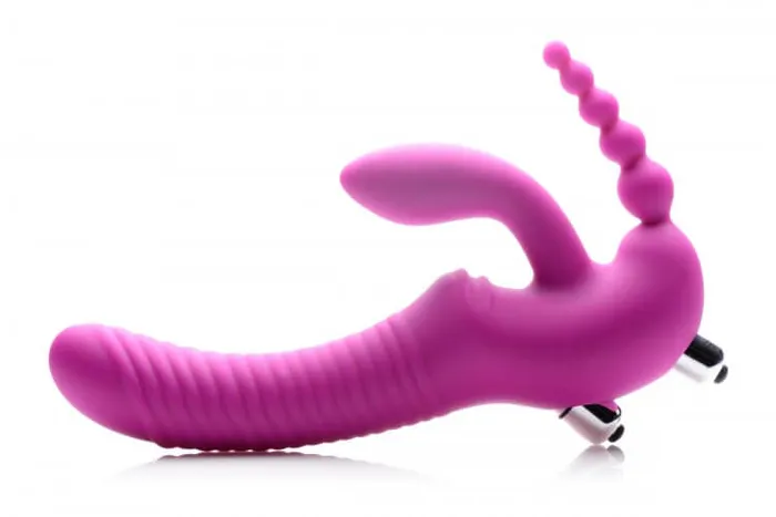 Female Sex Toys XR Brands Strap U Regal Rider Vibrating Strapless Strap On Triple G Dildo