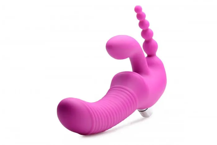 Female Sex Toys XR Brands Strap U Regal Rider Vibrating Strapless Strap On Triple G Dildo