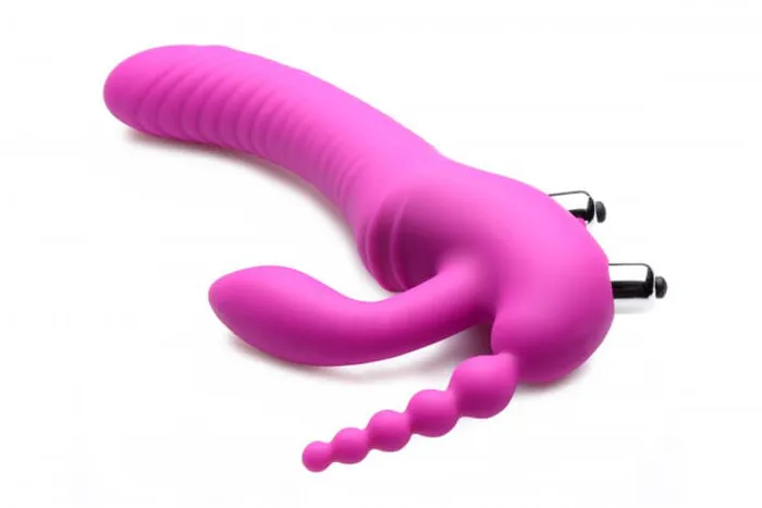 Female Sex Toys XR Brands Strap U Regal Rider Vibrating Strapless Strap On Triple G Dildo