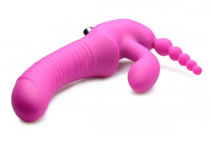 Female Sex Toys XR Brands Strap U Regal Rider Vibrating Strapless Strap On Triple G Dildo
