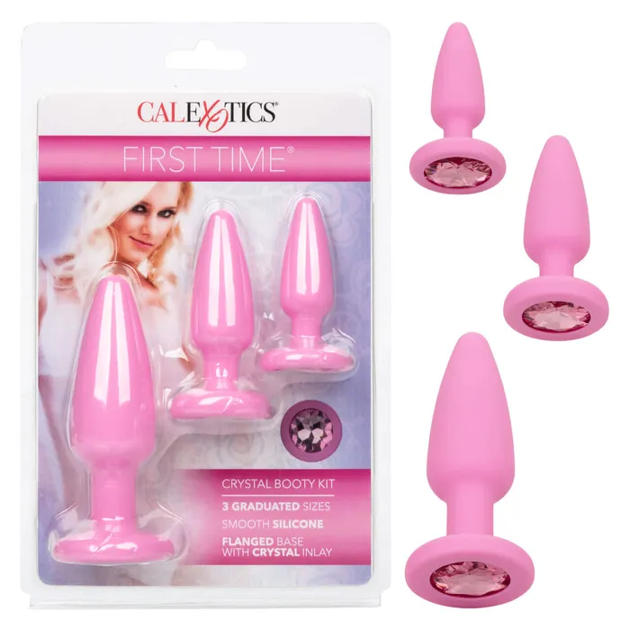 First Time Crystal Booty Kit Pink Graduated Anal Plugs with Gem Base by CalExotics California Exotic Novelties Anal First Time Crystal Booty Kit Pink Graduated Anal Plugs with Gem Base by CalExotics California Exotic Novelties Anal
