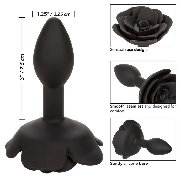 Forbidden Small Rose Anal Plug Premium Silicone Black Butt Plug California Exotic Novelties Anal