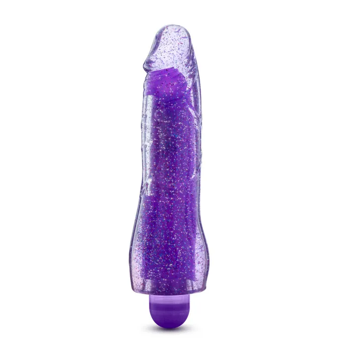 Glow Dicks By Blush Molly Glitter Realistic Purple 8Inch Long Vibrating Dildo Blush Vibrators
