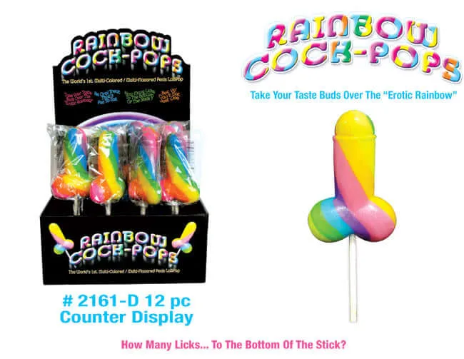 HOTT Products Female Sex Toys Rainbow Cock Pops 12 Pieces Display