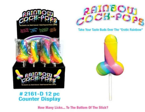 HOTT Products Female Sex Toys Rainbow Cock Pops 12 Pieces Display