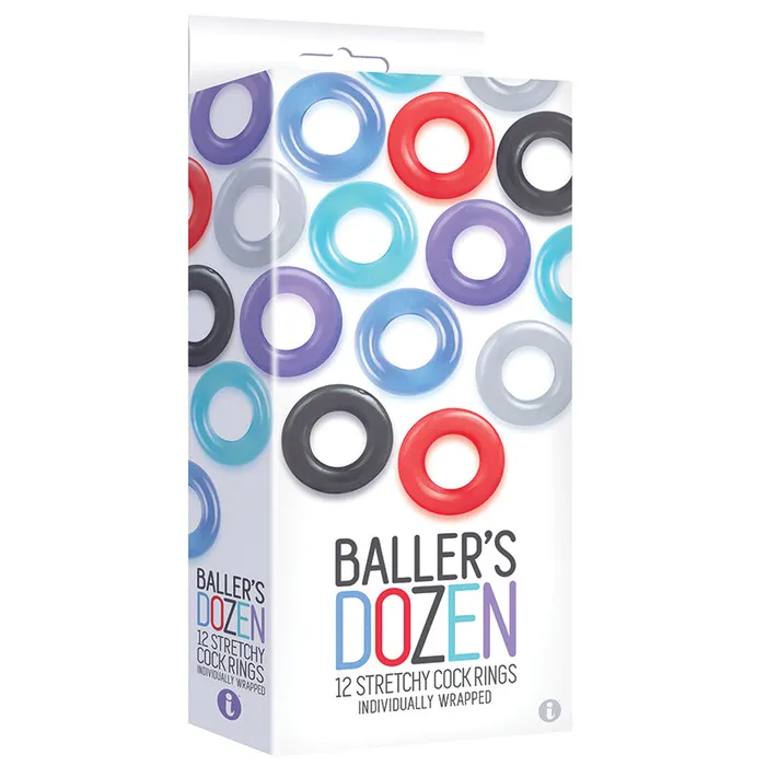 ICON BRANDS Male Sex Toys The 9s Ballers Dozen 12Pc Cock Ring SetAssorted Colors ICON BRANDS Male Sex Toys The 9s Ballers Dozen 12Pc Cock Ring SetAssorted Colors