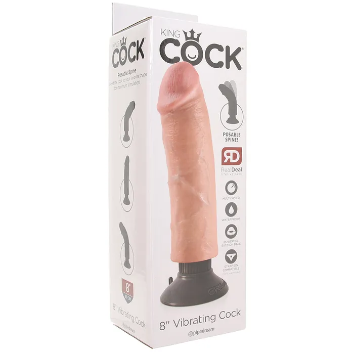 King Cock 8 Inch Vibrating Suction Dildo in Flesh Pipedream Dildos