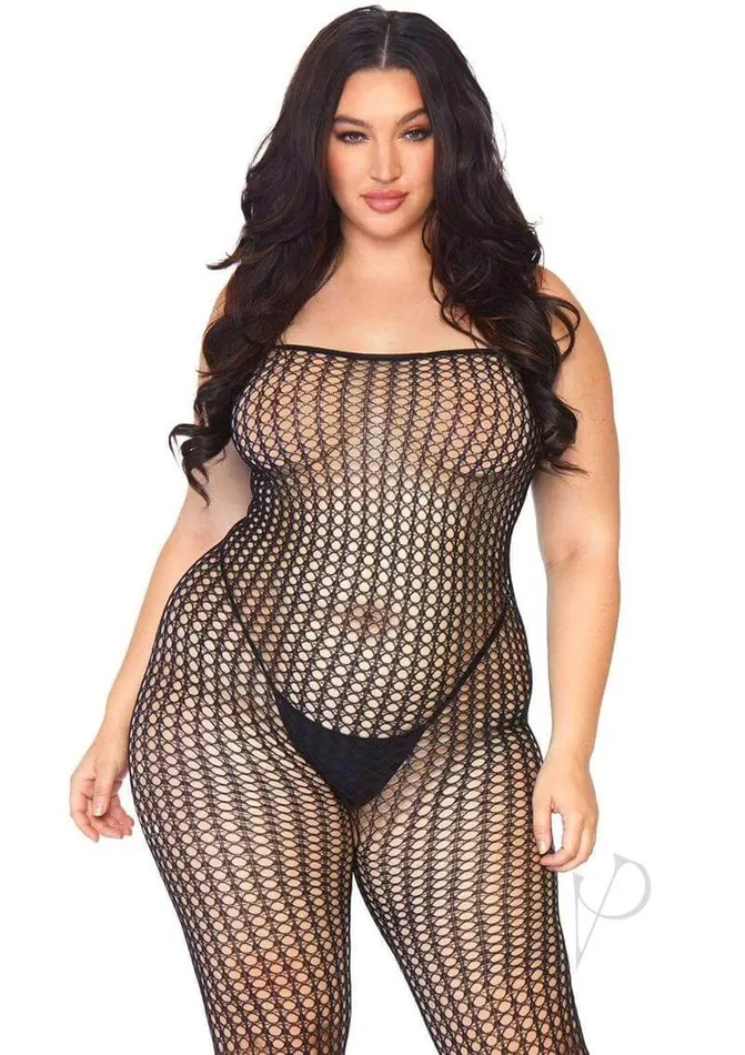 Leg Avenue Inc Plus Size Leg Avenue Plus Size Love Game Net Bodystocking Black Queen Size Open Crotch