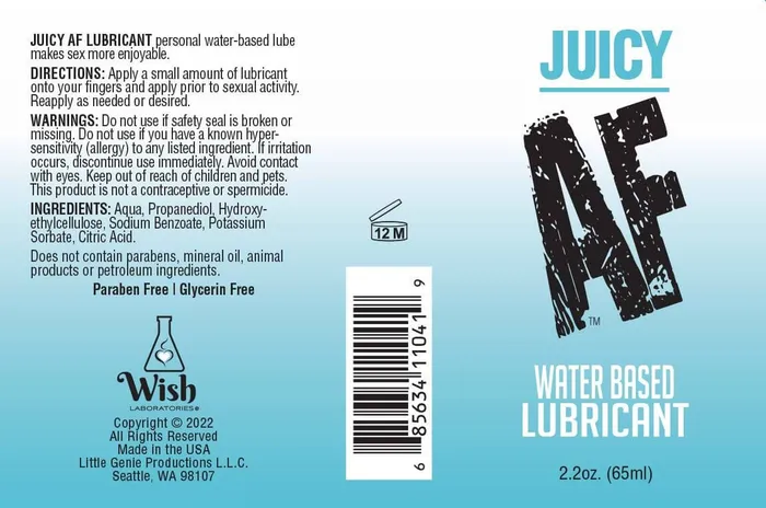 Little Genie AF Lube WaterBased Lubricant 2 fl oz Natural ParabenFree pH Balanced Sexual Health Wellbeing