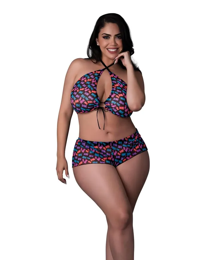 Magic Silk Lingerie Vibrators HALTER HOT SHORT GUMMYBEAR 2XL