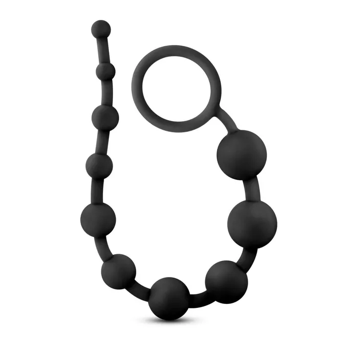 Male Sex Toys Blush Novelties Anal Adventures Platinum Silicone 10 Anal Beads Black Explore Excite and Stimulate Your Desires