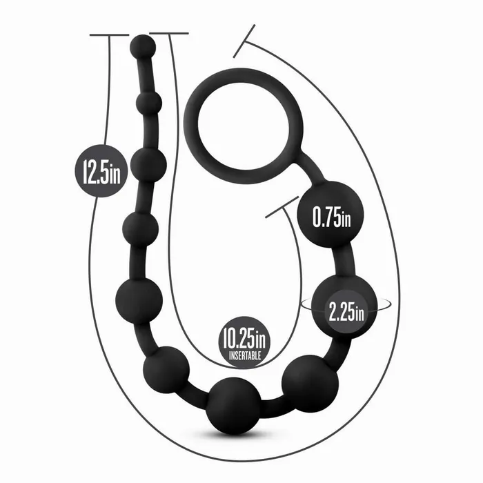 Male Sex Toys Blush Novelties Anal Adventures Platinum Silicone 10 Anal Beads Black Explore Excite and Stimulate Your Desires