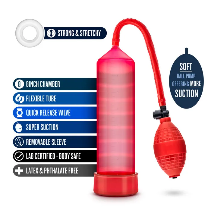 Male Sex Toys Blush Performance By Blush VX101 Beginners Male Enhancement Red Penis Pump