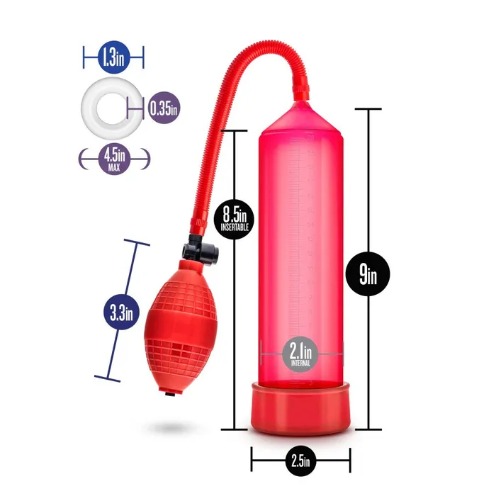 Male Sex Toys Blush Performance By Blush VX101 Beginners Male Enhancement Red Penis Pump