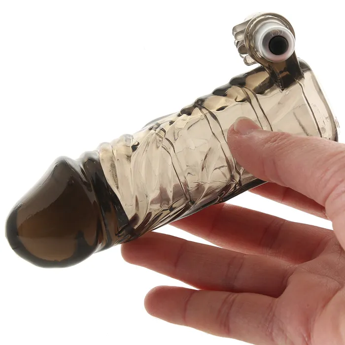 Male Sex Toys CalExotics Extend It Up Vibrating Extension Sleeve in Smoke Male Sex Toys CalExotics Extend It Up Vibrating Extension Sleeve in Smoke