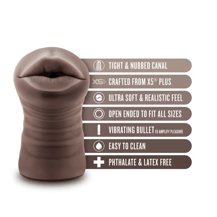 Male Sex Toys Enlust By Blush Krystal Vibrating AI Male Masturbator Tight Nubbed Canal With Vibrating Bullet Made With X5 Plus Ultra Soft Realistic Feel Brown Blush