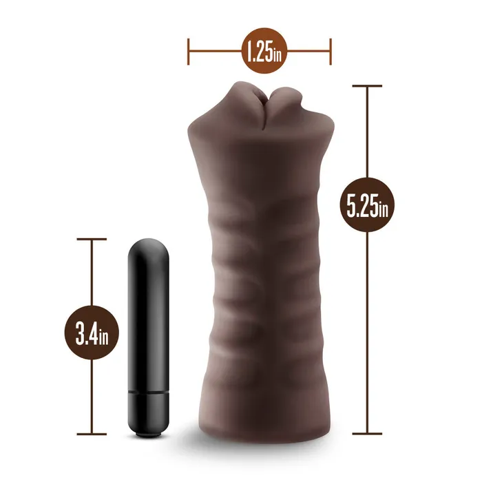 Male Sex Toys Enlust By Blush Krystal Vibrating AI Male Masturbator Tight Nubbed Canal With Vibrating Bullet Made With X5 Plus Ultra Soft Realistic Feel Brown Blush