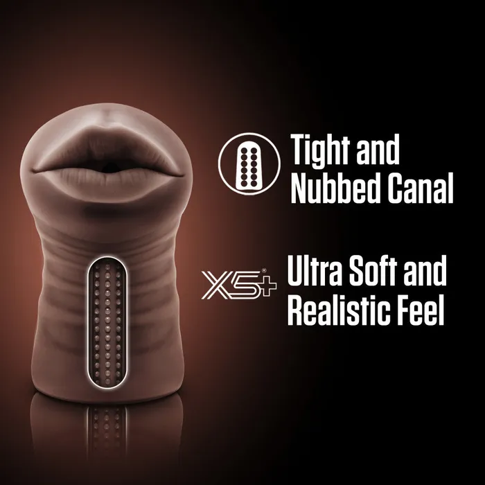 Male Sex Toys Enlust By Blush Krystal Vibrating AI Male Masturbator Tight Nubbed Canal With Vibrating Bullet Made With X5 Plus Ultra Soft Realistic Feel Brown Blush