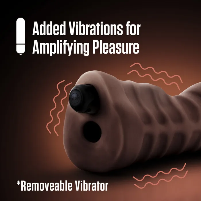Male Sex Toys Enlust By Blush Krystal Vibrating AI Male Masturbator Tight Nubbed Canal With Vibrating Bullet Made With X5 Plus Ultra Soft Realistic Feel Brown Blush