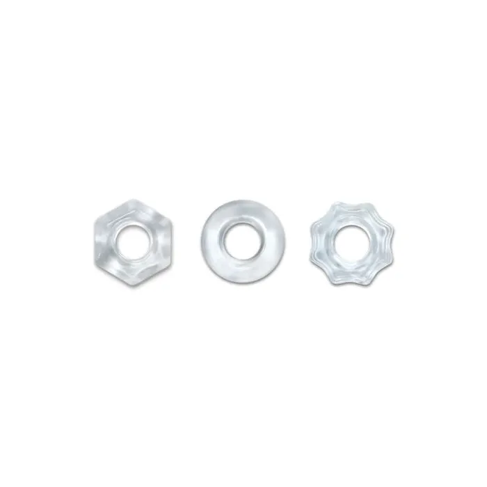 Male Sex Toys NS Novelties Renegade Chubbies Clear Cock Ring Trio by NS Novelties Super Elastic BodySafe TPE