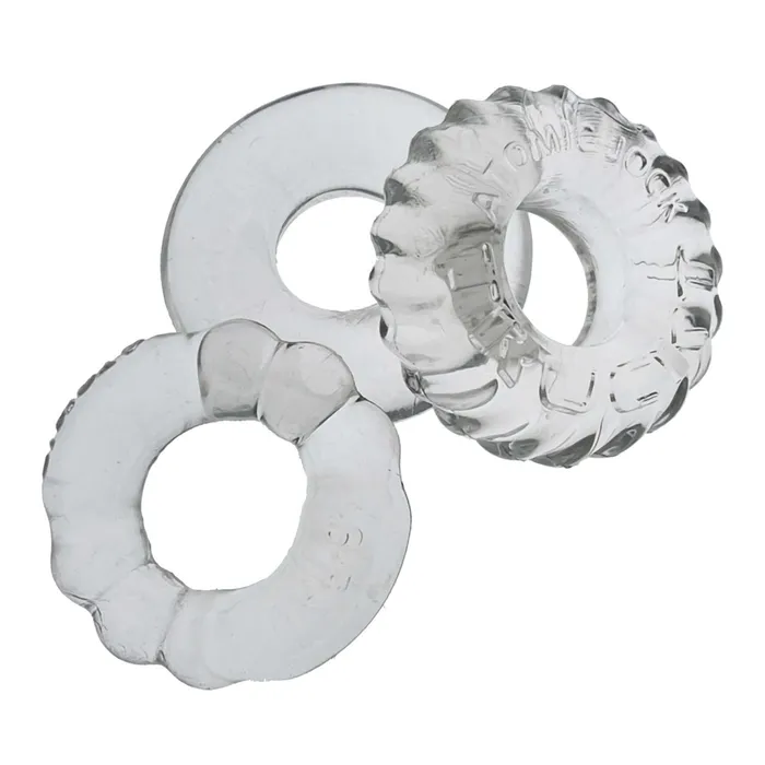 Male Sex Toys OXBALLS Bonemaker 3 Pack Cock Ring Set Clear from Oxballs Elevate Your Pleasure