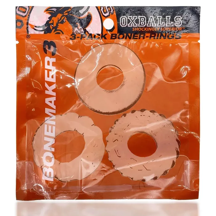 Male Sex Toys OXBALLS Bonemaker 3 Pack Cock Ring Set Clear from Oxballs Elevate Your Pleasure