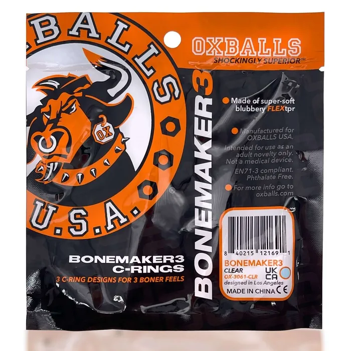 Male Sex Toys OXBALLS Bonemaker 3 Pack Cock Ring Set Clear from Oxballs Elevate Your Pleasure